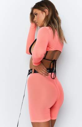 Bb Exclusive Icy Long Sleeve Extreme Crop Fluro Pink