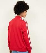 Thumbnail for your product : New Look Red Contrast Stripe Sleeve Zip Front Sweatshirt