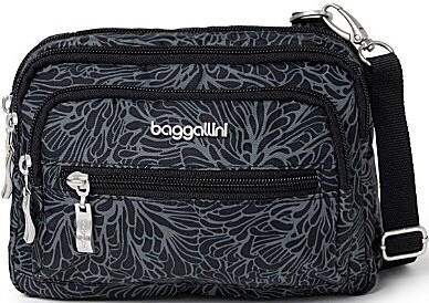 Baggallini Midnight Blossom Triple Zip Crossbody Bag