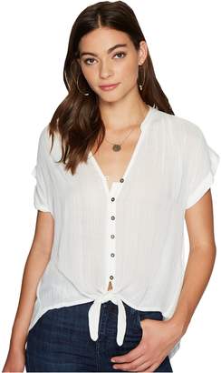 Lucky Brand Woven Tie Front Top