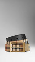 Thumbnail for your product : Burberry Reversible Horseferry Check and Leather Belt