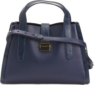 TJMAXX Leather Sloane Street Faux Snake Medium Ziptop Grab Satchel, Leather/Gold