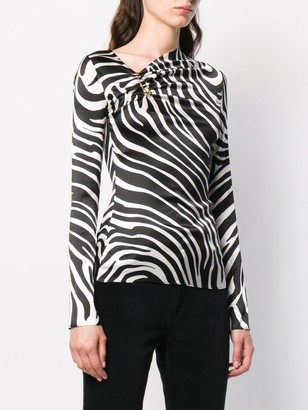Versace Zebra Print Asymmetric Blouse