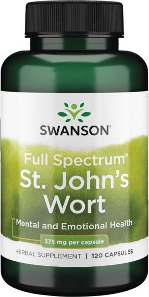 Swanson Health Products Swanson Herbal Supplements Full Spectrum St. John's Wort, Supports Mood Regulation & Promotes Mental & Emotional Health, 375 mg (120 Capsules).
