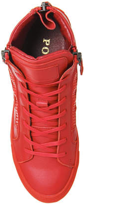 Poste Chlorine Double Zip Sneakers Red Mono Leather