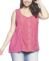 Thumbnail for your product : Wet Seal Crochet Front Buttoned Tank