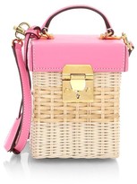 Thumbnail for your product : Mark Cross Grace Leather-Trimmed Rattan Crossbody Cube Bag