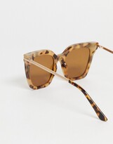 Thumbnail for your product : ASOS DESIGN frame square cat eye sunglasses in milky tort - BROWN