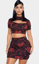 Thumbnail for your product : PrettyLittleThing Shape Purple Dragon Print Cut Out Crop Top