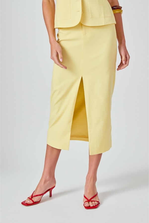 Endless Rose Women's Front Slit Linen Maxi Skirt