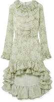 Giambattista Valli - Asymmetric Ruffled Printed Silk-georgette Dress - Mint