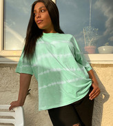 Thumbnail for your product : ASOS DESIGN Curve oversized t-shirt in tie dye stripe