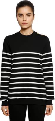 Balmain Striped Printed Jersey Sweatshirt