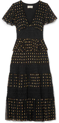 Temperley London Wondering Lace-paneled Fil Coupé Georgette Midi Dress - Black