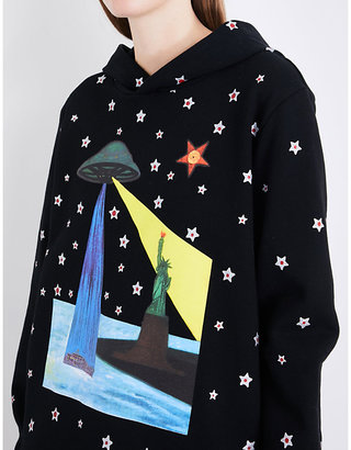 Christopher Kane UFO and star-print cotton-jersey hoody