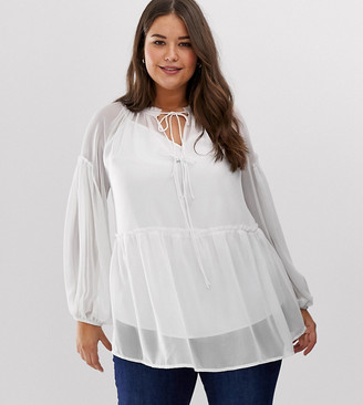 plus size white sheer top