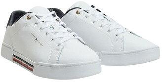 Tommy Hilfiger Stripe Insert White Leather Lace-Up Sneaker