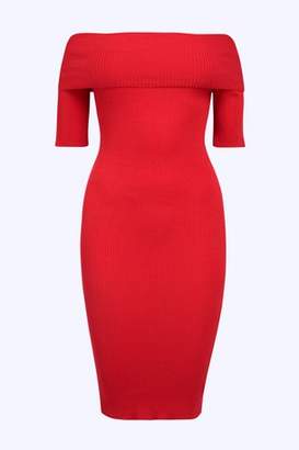 Next Womens Red Bardot Rib Dress