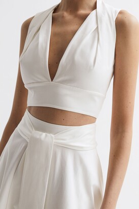 Reiss Cropped V-Neck Open Back Top