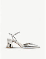 Thumbnail for your product : Miu Miu Crystal-embellished metallic leather pumps
