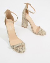 Thumbnail for your product : Public Desire Tess Snake Block Heeled Sandals-Multi