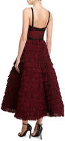 Thumbnail for your product : J. Mendel V-Neck Tiered Ruffle Gown