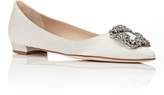 Thumbnail for your product : Manolo Blahnik Women's Hangisi Satin Flats-Silver