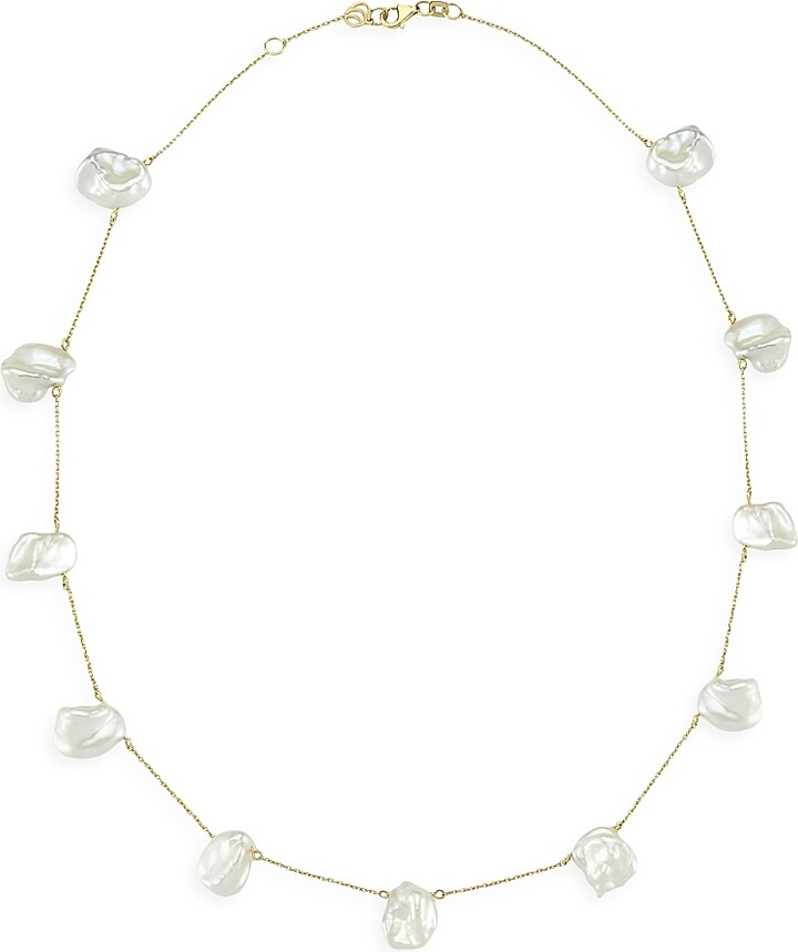 CHARMS COMPANY Women's Pearls Of Joy 14K Yellow Gold & Freshwater Pearl Station Necklace - Pearl