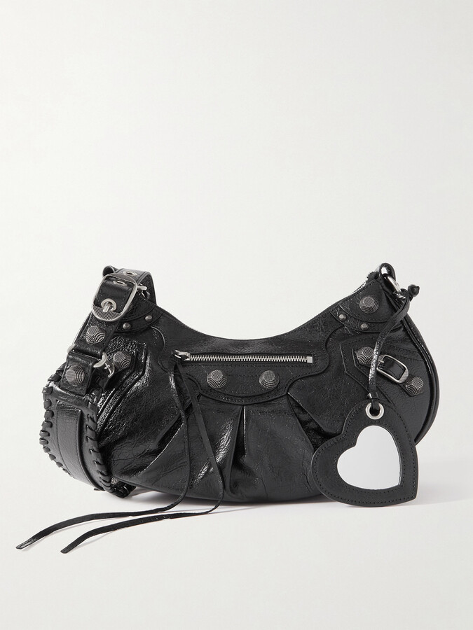 Balenciaga Le Cagole Small Studded Crinkled-leather Shoulder Bag - Black -  One size - ShopStyle