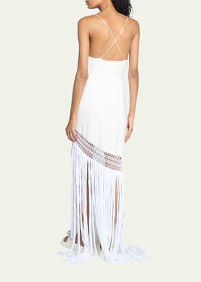 Loewe x Paula's Ibiza V-Neck Maxi Dress with Long Fringe