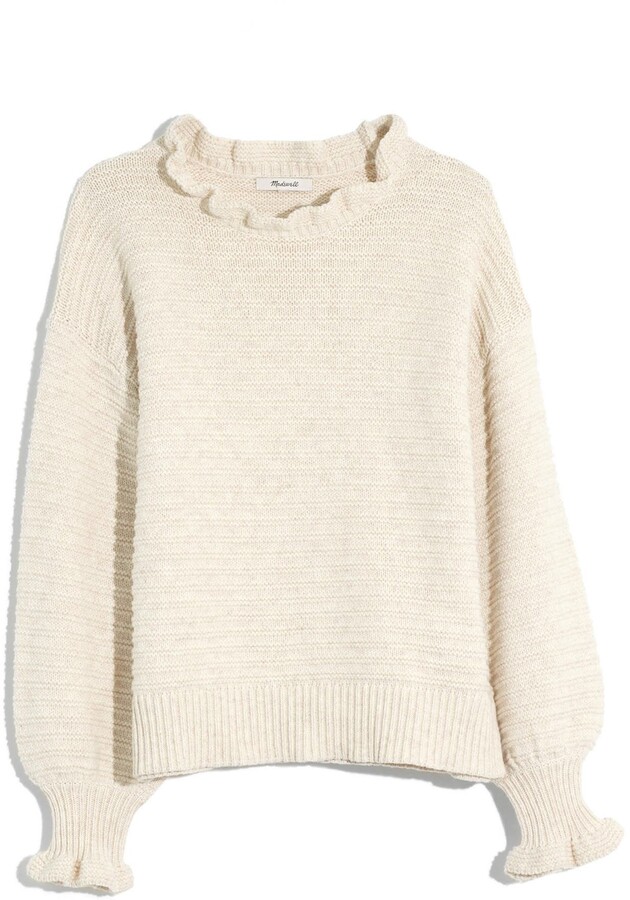 Ruffle neck sweater madewell Clearance