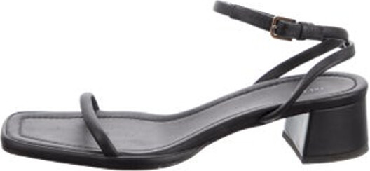 The Row Kate Sandals Black Calfskin Crossover Straps & Buckle Closure at Sides