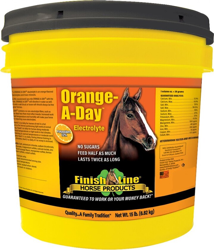 Finish Line Orange-A-Day Electrolyte Powder Orange Flavor Horse Supplement, 15-lb tub