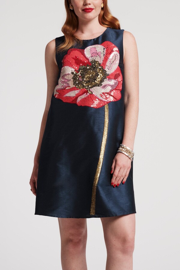 Frances Valentine Alice Shift Dress w/Sequin Flower