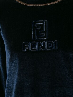Fendi Pre-Owned Logo Embossed Velour Sweater