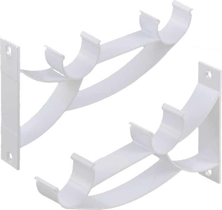 Unique Bargains Curtain Drapery Wall Install Double Pole Rod Bracket