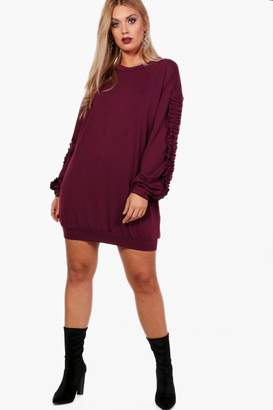 boohoo Plus Frill Sleeve Sweater Dress