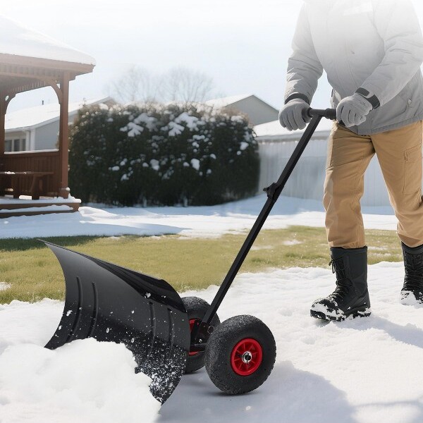 RONSHIN Heavy-DutySteelSnowShovelPusherwithWheels29\