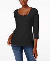 Thumbnail for your product : Karen Scott Three-Quarter-Sleeve V-Neck Top, Created for Macy's