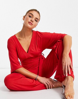 UNIQUE21 kimono sleeve jumpsuit in red - ShopStyle