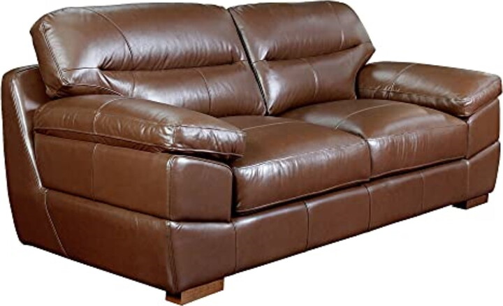 Sunset Trading Jayson 89" Wide Top Grain Leather Sofa | Chestnut Brown