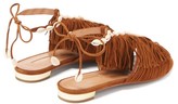 Thumbnail for your product : Aquazzura So Tulum Fringed Suede Sandals - Womens - Tan
