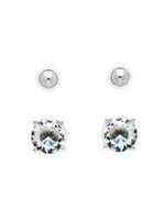 Thumbnail for your product : Melissa Odabash Rhodium Crystal & Ball Stud Earrings