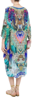 Camilla Asymmetric Crystal-embellished Printed Silk Crepe De Chine Coverup