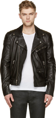 BLK DNM Black Leather Quilted Biker Jacket