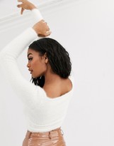 Thumbnail for your product : ASOS DESIGN fluffy knitted twist front crop jumper
