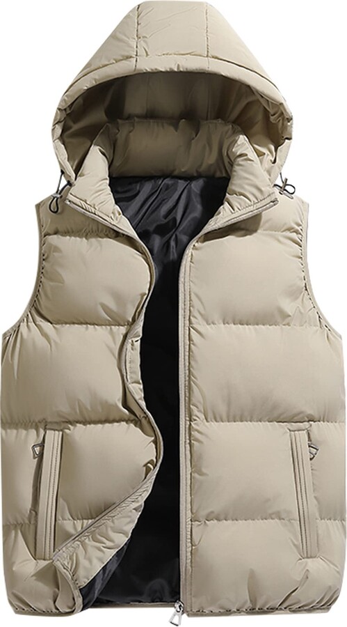 Panegy Men Hooded Gilet Winter Quilted Vest with Removable Cap Outdoor  Padded Sleeveless Coat Warm Softshell Gilet Brown Size XL = EU M -  ShopStyle Jackets