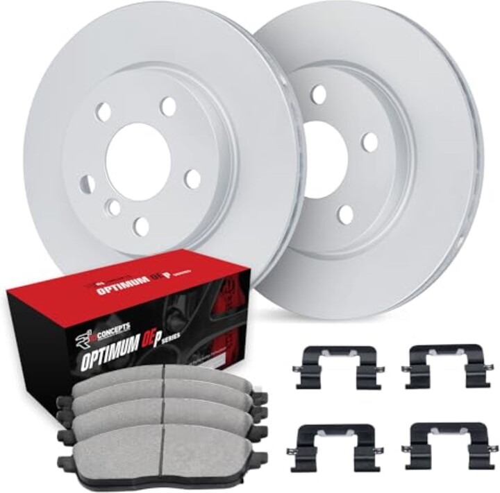 R1 Concepts Wjuh1 31079 R1 Brake Rotors Carbon Coated W/ Optimum Oe Pads & Hdw Fits select: 2011-2016 BMW 535, 2014-2018 BMW 640