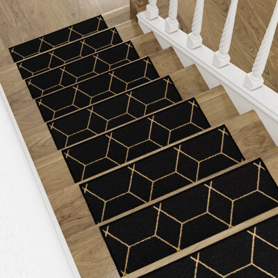 Diagona Designs Slip-Resistant Non-Adhesive Durable Stain-Resistant Washable 8.5x26 in. Stair Treads to Enhance Safety Protect Stairs and Reduce Noise. Red and