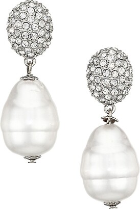Kenneth Jay Lane Crystal & Glass Pearl Drop Earrings